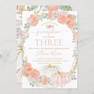 Citrouille rose automne Invitation d'anniversaire