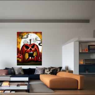 Citrouille rouge faisant rage   AI Art Poster