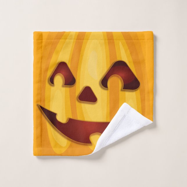 Citrouille sculpté souriant design Halloween (Gant de toilette)