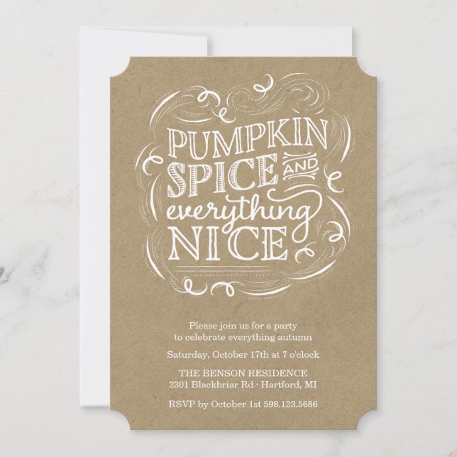 Citrouille Spice Automne Automne Fête Invitation (Devant)