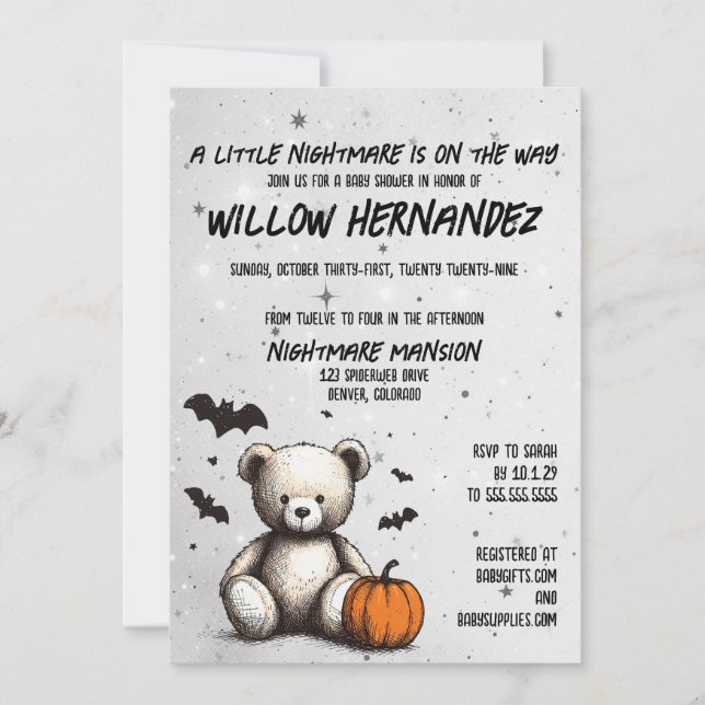 Citrouille Teddy Baby shower Invitation (Devant)