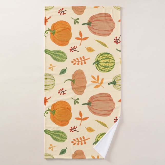 Citrouille vert et orange, motif sans soudure. (Serviette de bain)