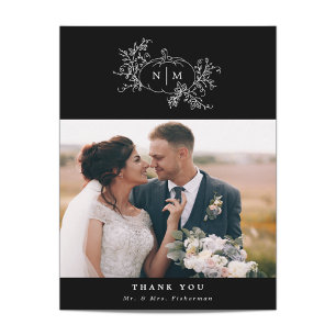 Citrouille Vines Monogramme Mariage Merci Cartes