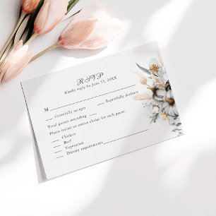 Citrouilles blancs avec carte RSVP de mariage Fleu