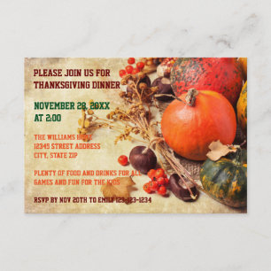 Citrouilles colorés - 3x5 Invitation du dîner Than