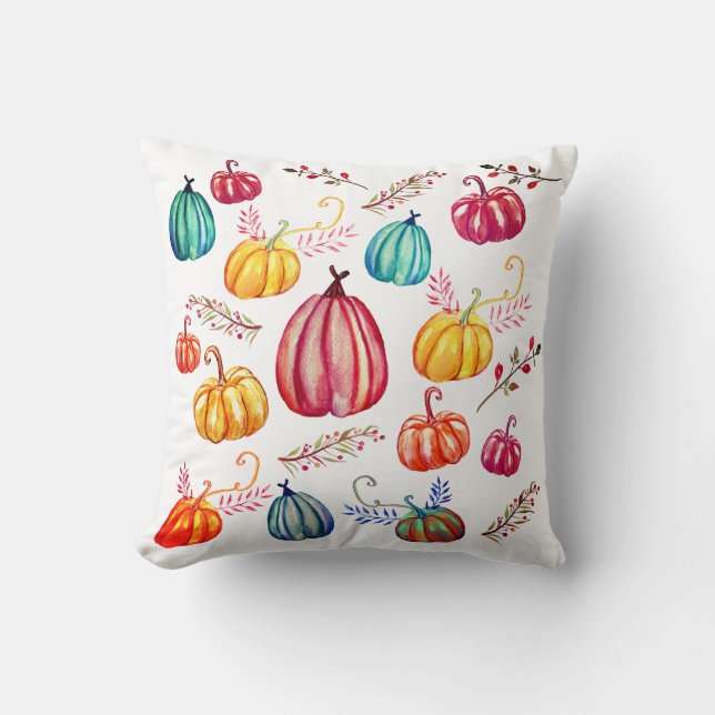 Citrouilles colorés Chute Art Throw Coussin (Recto)