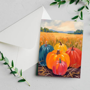 Citrouilles d'automne Carte aquarelle de paysage
