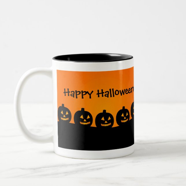 Citrouilles en rang, Joyeuse Mug d'Halloween (Gauche)