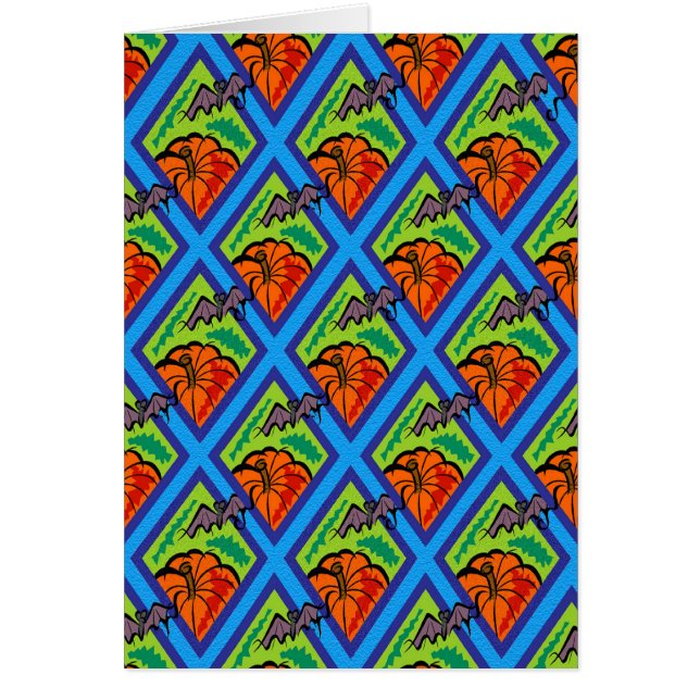 Citrouilles et chauves-souris en Motif de vert/ble (Devant)