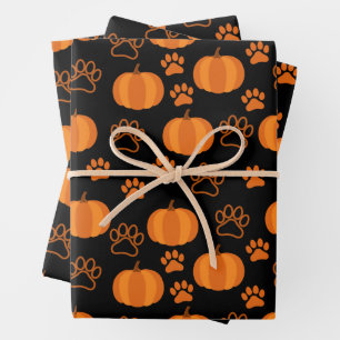 Citrouilles et pattes papier enveloppant Halloween