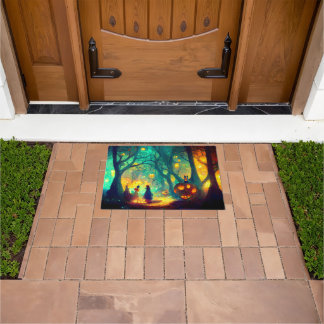 Citrouilles Lumineuses dans un Tapis de Halloween 