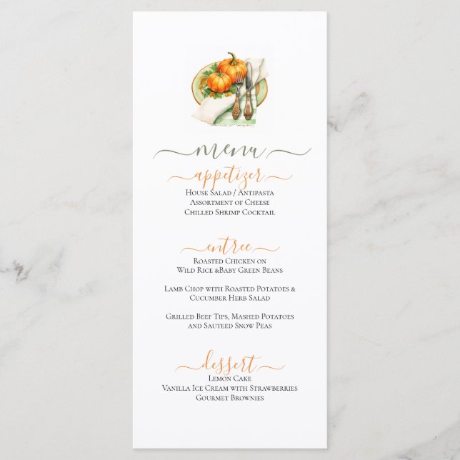 Citrouilles sur une plaque de réglage Menu plat (Devant)