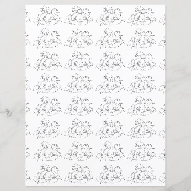 Citrouilles Visage de Chat Mignon Papier Scrapbook (Devant)