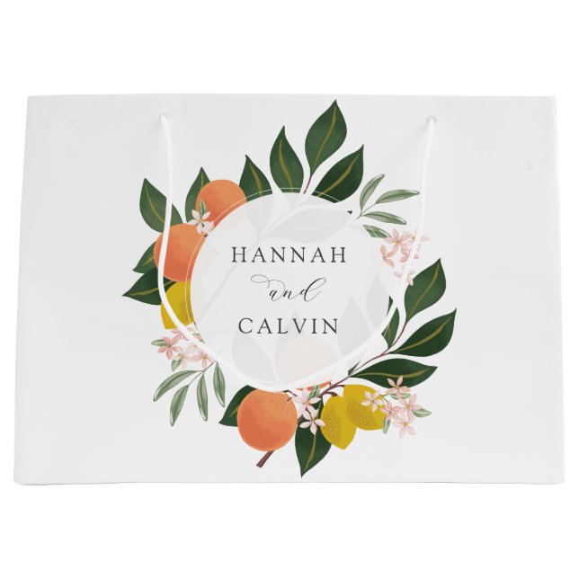 Citrus and Greenery Wedding Large Gift Bag (Front)