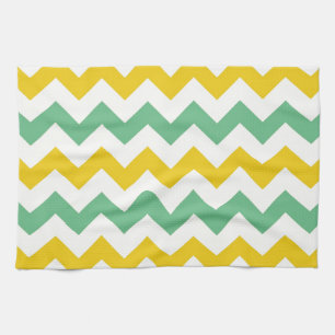Citrus and Lime Chevron Zigzags Yellow Green Kitchen Towel
