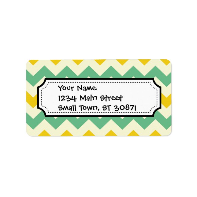 Citrus and Lime Chevron Zigzags Yellow Green Label (Front)