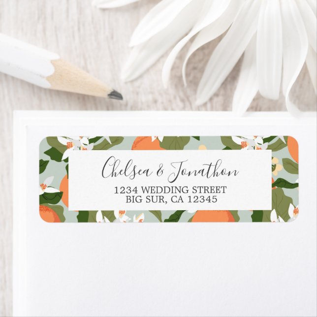 Citrus and Mint Wedding Return Address Label (Insitu)