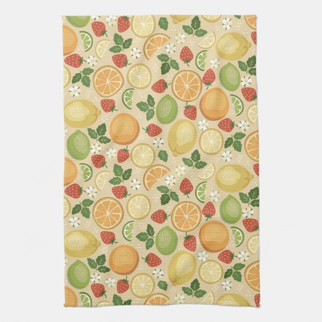 Citrus and Strawberries Kitchen Towel (Vertical)