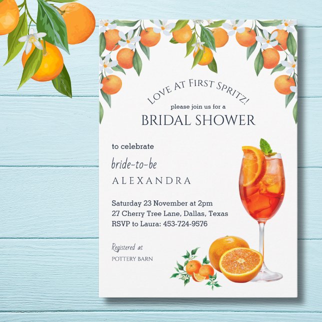 Citrus Aperol Love at First Spritz Bridal Shower  Invitation (Creator Uploaded)