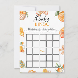 Citrus Baby shower bingo Game Card