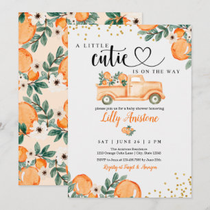 Citrus Baby Shower Botanical Orange Little Cutie Invitation