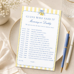 Citrus Baby Shower Guess Who Mommy or Daddy Game