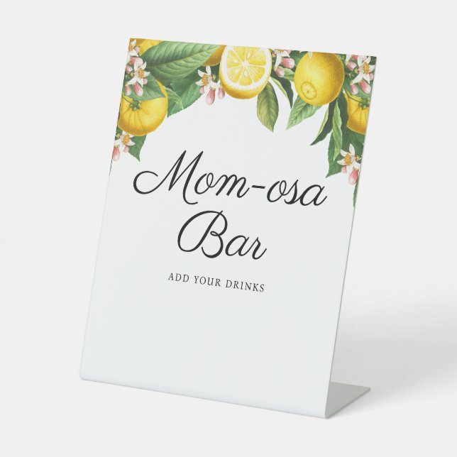 Citrus Baby Shower Mom-osa Bar  Pedestal Sign (Front)