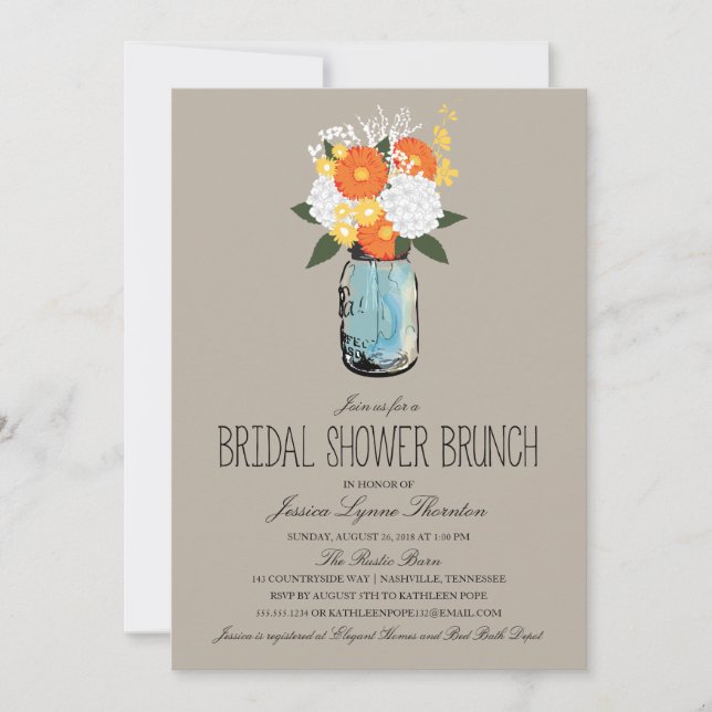 Citrus Bloom Mason Jar | Bridal Shower Brunch Invitation (Front)