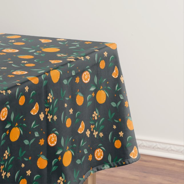 Citrus Bloom Oranges Botanical Foliage Tablecloth (In Situ)