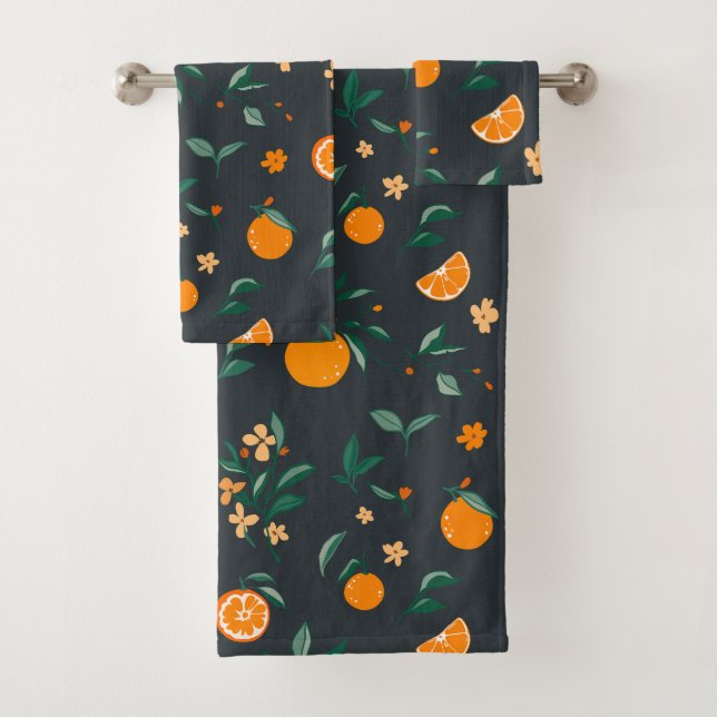 Citrus Bloom Oranges & Foliage Botanical Bath Towel Set (Insitu)