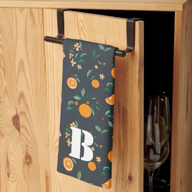 Citrus Bloom Oranges & Foliage Botanical Kitchen Towel (Thirds Fold)