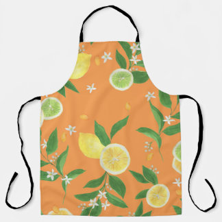 Citrus Bloom Watercolor Fabric Apron