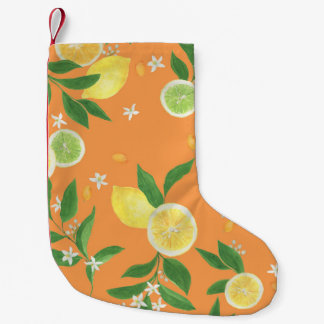 Citrus Bloom Watercolor Fabric Small Christmas Stocking
