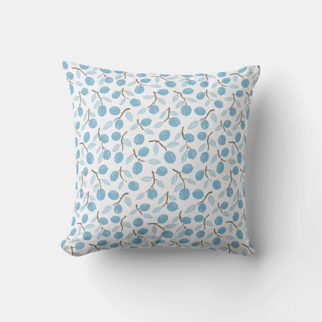 Citrus Blue Brown Throw Pillow (Front)
