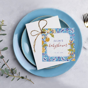 Citrus Blue Yellow Lemon Amalfi Coast Baby Shower Favour Tags