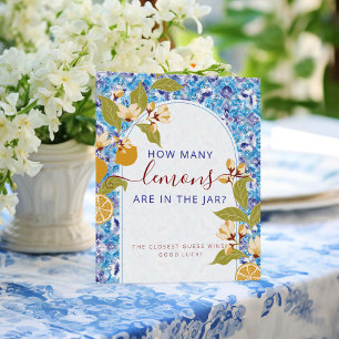 Citrus Blue Yellow Lemon Amalfi Coast Baby Shower Poster