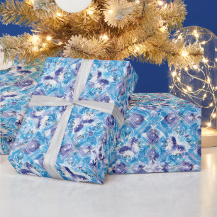 Citrus Blue Yellow Lemon Amalfi Coast Baby Shower Wrapping Paper
