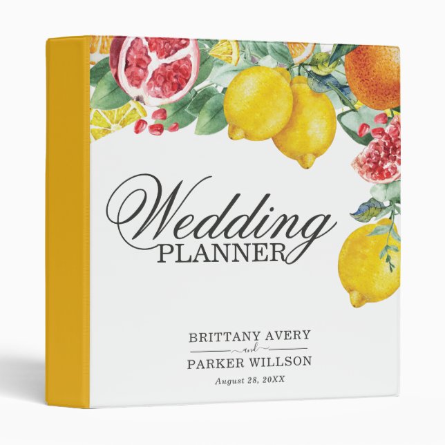 Citrus Botanical Wedding Planner Personalized Binder (Front/Spine)