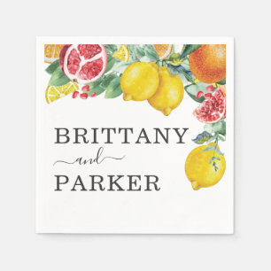 Citrus Botanical Wedding Watercolor Napkin