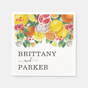 Citrus Botanical Wedding Watercolor Napkin