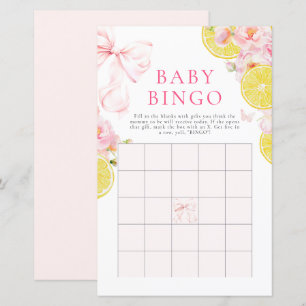 Citrus Bow Girl Baby Shower Gift Bingo Game