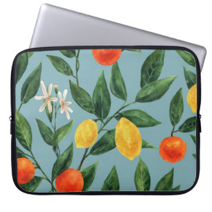 Citrus Branches: Watercolor Ornamental Pattern Laptop Sleeve