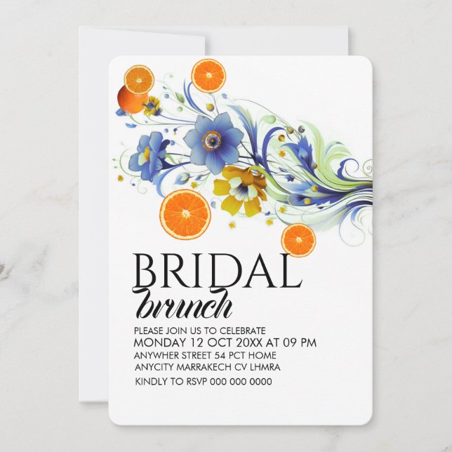 Citrus Bridal Brunch Invitation Template, Orange B (Front)