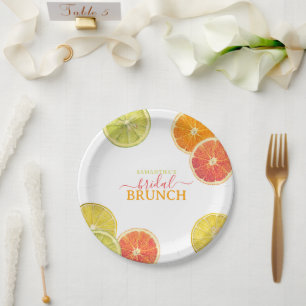 Citrus Bridal Brunch Lemon Orange Bridal Shower Paper Plate