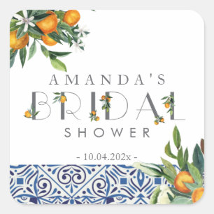 Citrus Bridal Shower Favour oranges tiles labels