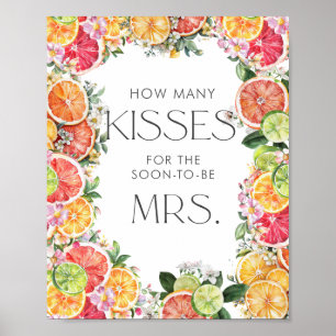 Citrus Bridal Shower How Many Kisses Poster