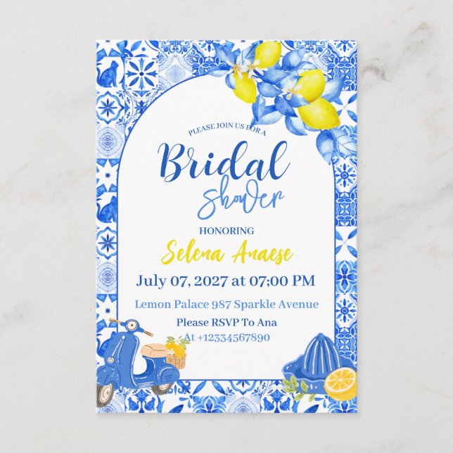 Citrus Bridal Shower Invitation Card (Front)
