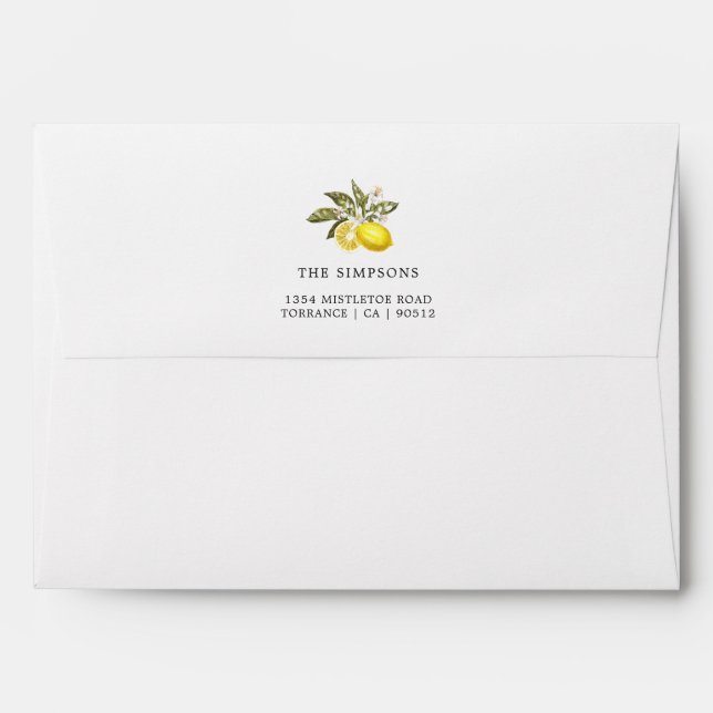 Citrus Bridal Shower Lemon Address Envelopes (Back (Top Flap))