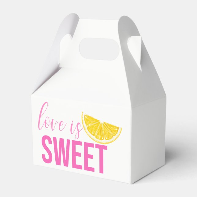 Citrus Bridal Shower Lemon Pink Wedding Summer Favor Box (Front Side)