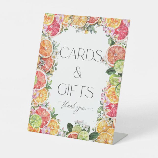 Citrus Bridal Shower Recipe Cards  Pedestal Sign (Front)